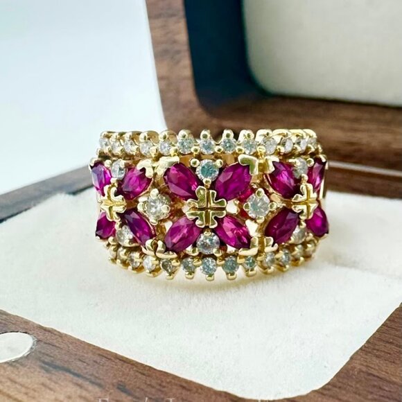 Effy Jewelry - Estate Effy® BH Ruby and Diamond Wide Band Ring Sz6.75